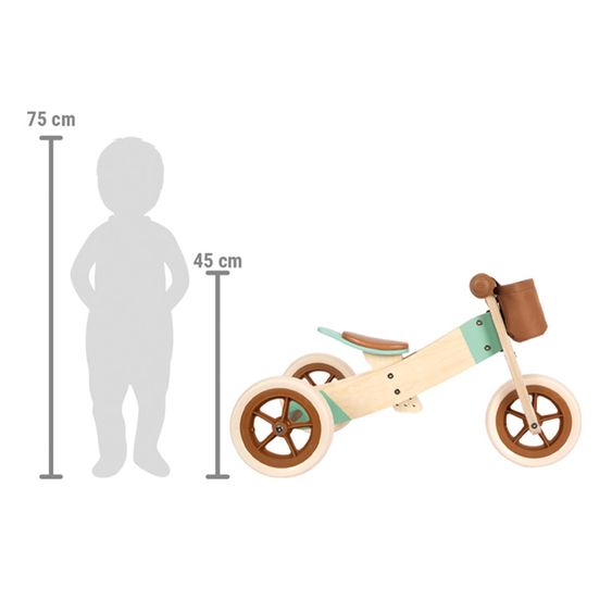 small foot Lauf und -dreirad Maxi mitwachsend inkl. Lenkertasche - Karamelbraun