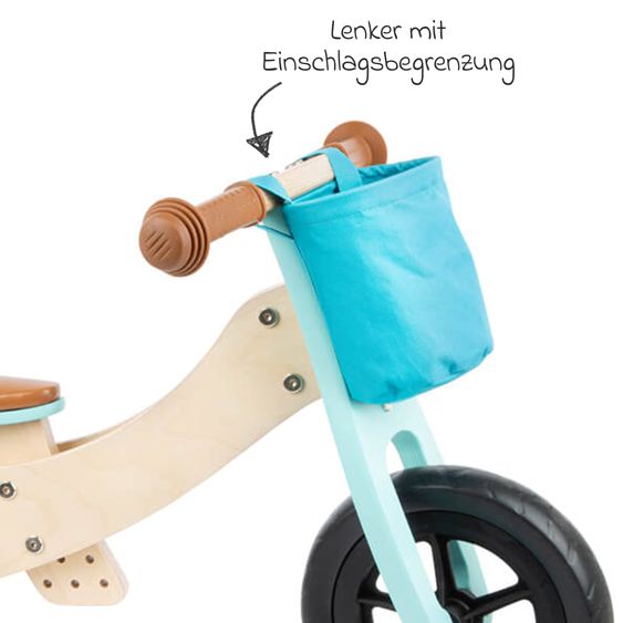 small foot Laufrad und -dreirad Maxi mitwachsend inkl. Lenkertasche - Türkis