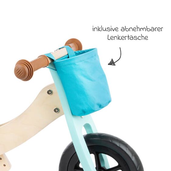 small foot Laufrad und -dreirad Maxi mitwachsend inkl. Lenkertasche - Türkis