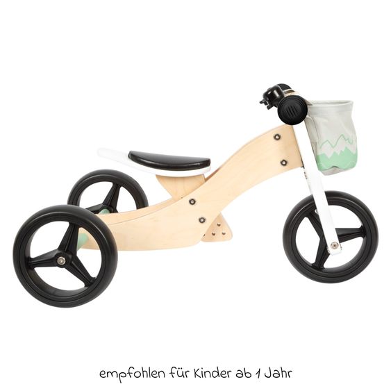 small foot Balance bike and tricycle Balance bike and tricycle Grow-with-me incl. handlebar bag - Sage Green