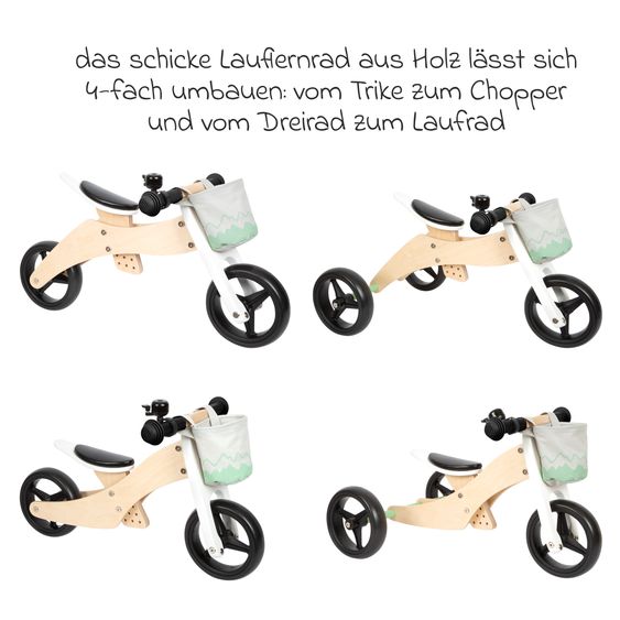 small foot Balance bike and tricycle Balance bike and tricycle Grow-with-me incl. handlebar bag - Sage Green