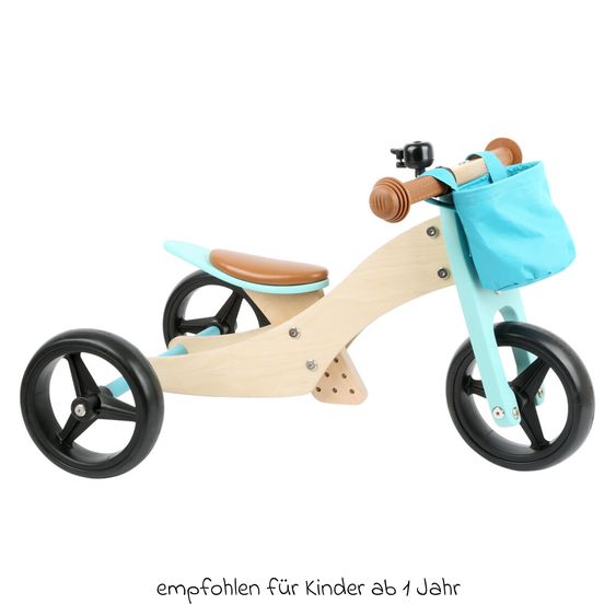 small foot Laufrad und -dreirad mitwachsend inkl. Lenkertasche - Türkis