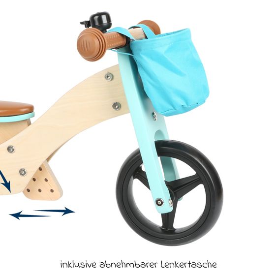 small foot Laufrad und -dreirad mitwachsend inkl. Lenkertasche - Türkis