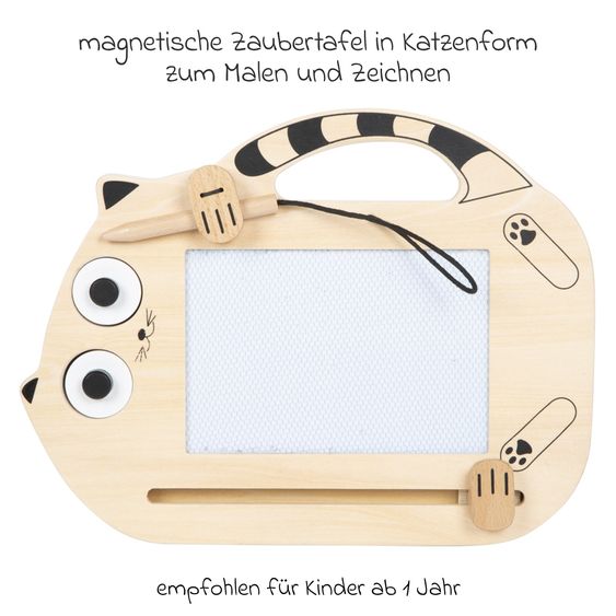 small foot Magnetische Zaubertafel Katze mit Stift und 2 Stempel - Natur