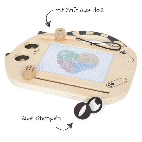 small foot Magnetische Zaubertafel Katze mit Stift und 2 Stempel - Natur