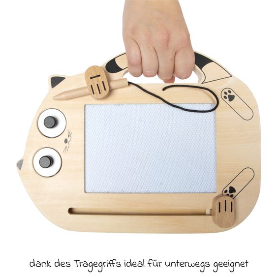 small foot Magnetische Zaubertafel Katze mit Stift und 2 Stempel - Natur
