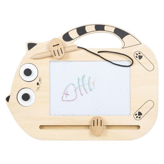 small foot Magnetische Zaubertafel Katze mit Stift und 2 Stempel - Natur