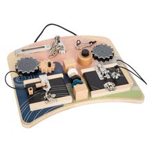 Motorikbrett zum Erlernen alltagspraktischer Fähigkeiten Schlösser und Rotation - Bunt