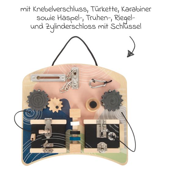 small foot Motorikbrett zum Erlernen alltagspraktischer Fähigkeiten Schlösser und Rotation - Bunt