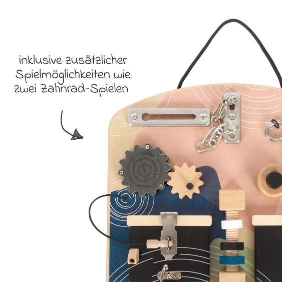 small foot Motorikbrett zum Erlernen alltagspraktischer Fähigkeiten Schlösser und Rotation - Bunt