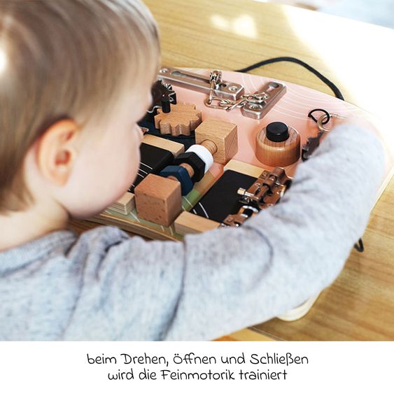 small foot Motorikbrett zum Erlernen alltagspraktischer Fähigkeiten Schlösser und Rotation - Bunt