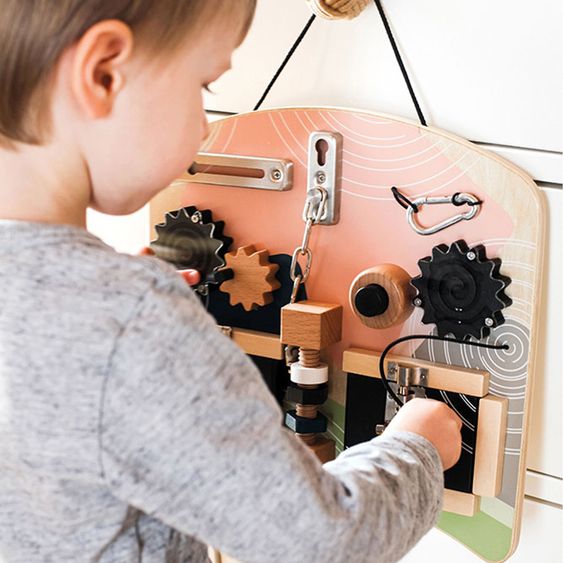 small foot Motorikbrett zum Erlernen alltagspraktischer Fähigkeiten Schlösser und Rotation - Bunt