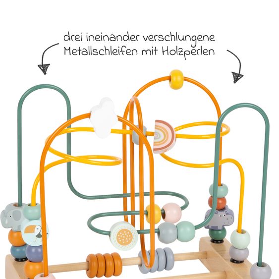 small foot Anello motricità Safari con tre anelli metallici incl. motivi animali - Colorato