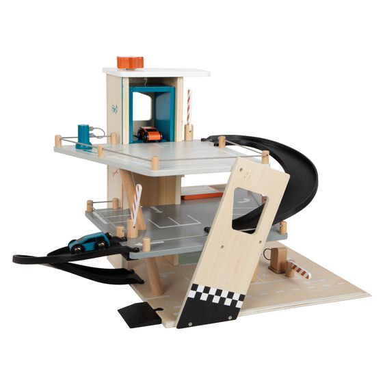 small foot Parkhaus Rally inkl. 2 Autos, Zapfsäule & Waschanlage - Braun