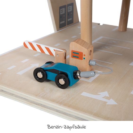 small foot Parking garage Rally incl. 2 Cars, Fuel Pump & Car Wash - Braun