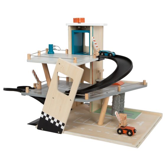 small foot Parking garage Rally incl. 2 Cars, Fuel Pump & Car Wash - Braun