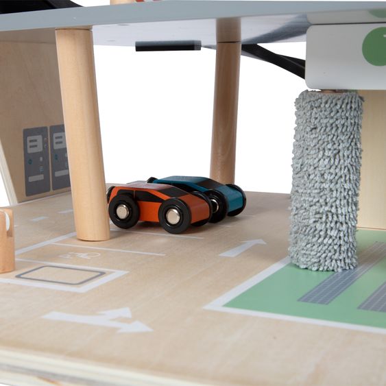 small foot Parking garage Rally incl. 2 Cars, Fuel Pump & Car Wash - Braun