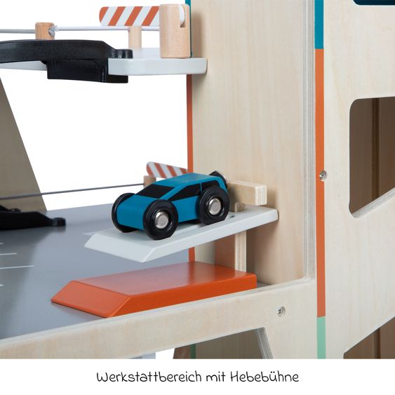 small foot Parking garage Rally incl. 2 Cars, Fuel Pump & Car Wash - Braun