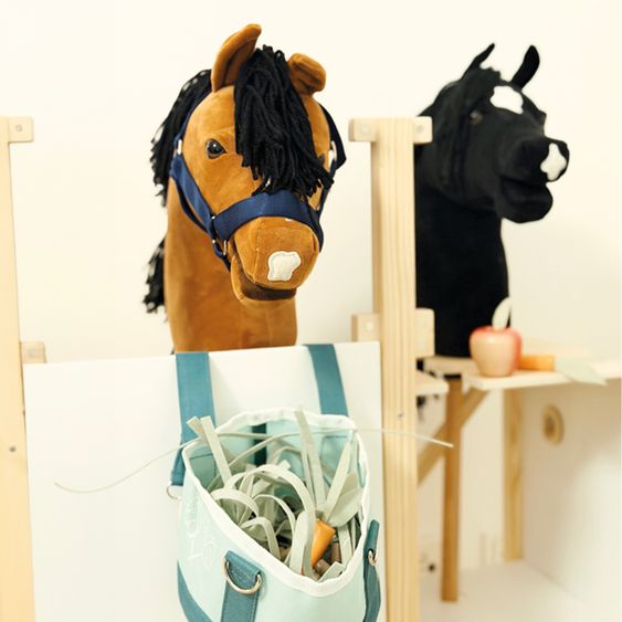 small foot Pferdestall aus Holz für 2 Steckenpferde - Hobby Horse - Natur