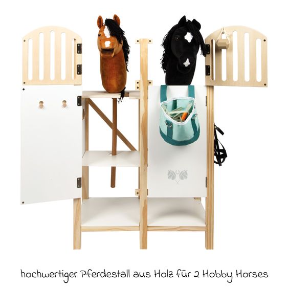 small foot Pferdestall aus Holz für 2 Steckenpferde - Hobby Horse - Natur