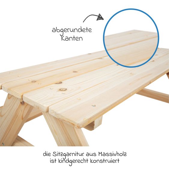 small foot Picknicktisch für Kinder aus Vollholz - Natur