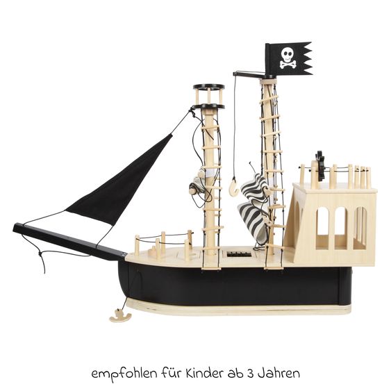 small foot Piratenschiff für Biegepuppen inkl. Beiboot, Schatztruhe & Zubehör - Braun
