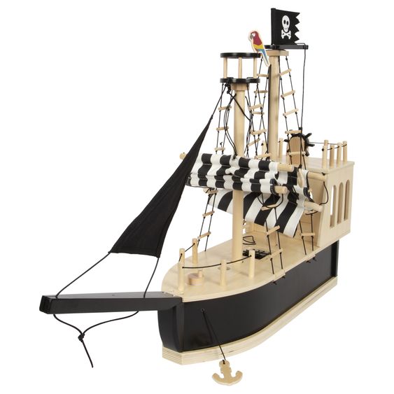 small foot Piratenschiff für Biegepuppen inkl. Beiboot, Schatztruhe & Zubehör - Braun