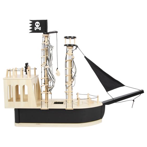 small foot Piratenschiff für Biegepuppen inkl. Beiboot, Schatztruhe & Zubehör - Braun