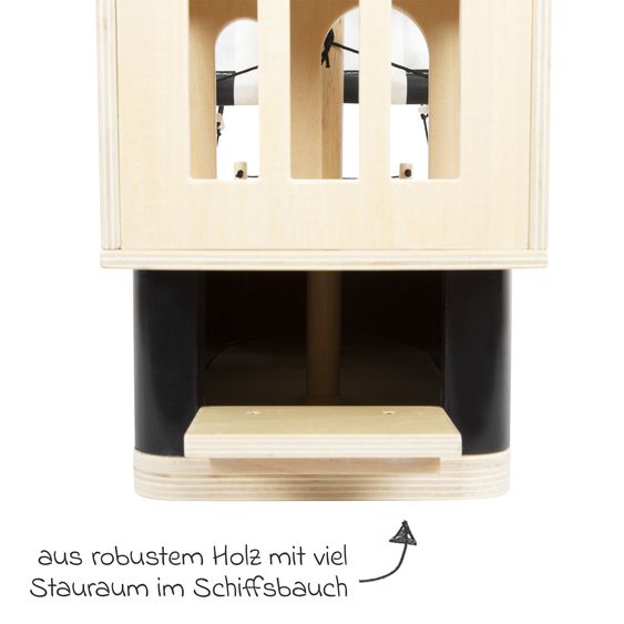 small foot Piratenschiff für Biegepuppen inkl. Beiboot, Schatztruhe & Zubehör - Braun