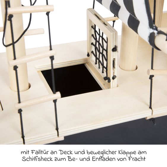 small foot Piratenschiff für Biegepuppen inkl. Beiboot, Schatztruhe & Zubehör - Braun