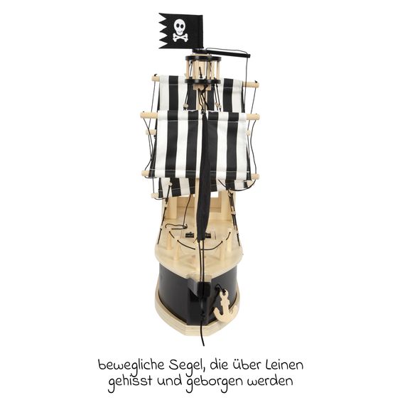 small foot Piratenschiff für Biegepuppen inkl. Beiboot, Schatztruhe & Zubehör - Braun