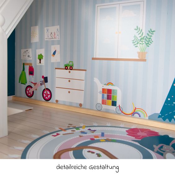 small foot Puppenhaus Stadtvilla mit 3 Etagen, 5 Räume inkl. Zubehör - Bunt