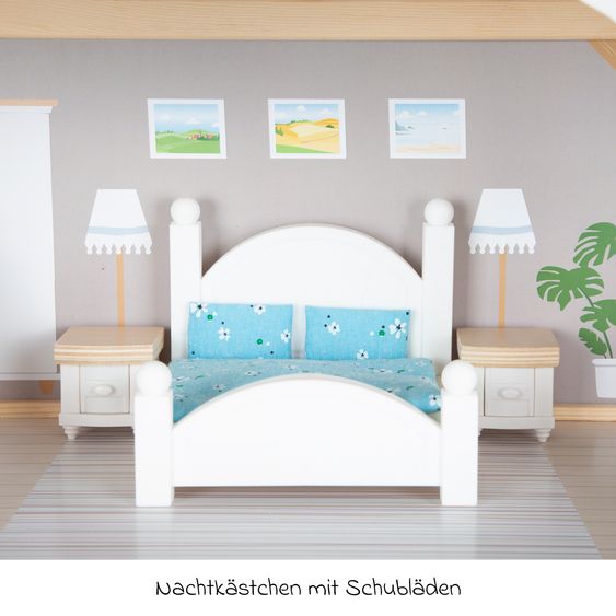 small foot Puppenhaus Stadtvilla mit 3 Etagen, 5 Räume inkl. Zubehör - Bunt