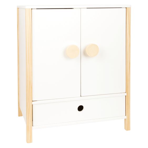 small foot Doll Wardrobe Little Button incl. 3 Clothes Hangers, - White