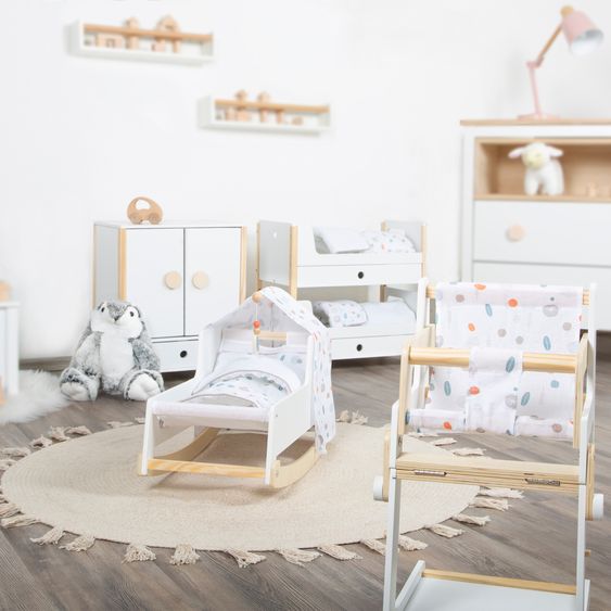 small foot Doll Wardrobe Little Button incl. 3 Clothes Hangers, - White