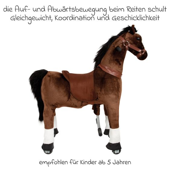 small foot Reitpferd aus Plüsch mit Inline-Skates-Rollen inkl. Sattel & Halfter - Braun