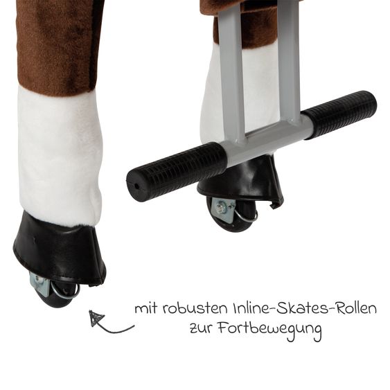 small foot Reitpferd aus Plüsch mit Inline-Skates-Rollen inkl. Sattel & Halfter - Braun
