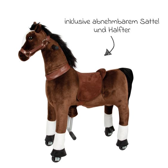 small foot Reitpferd aus Plüsch mit Inline-Skates-Rollen inkl. Sattel & Halfter - Braun