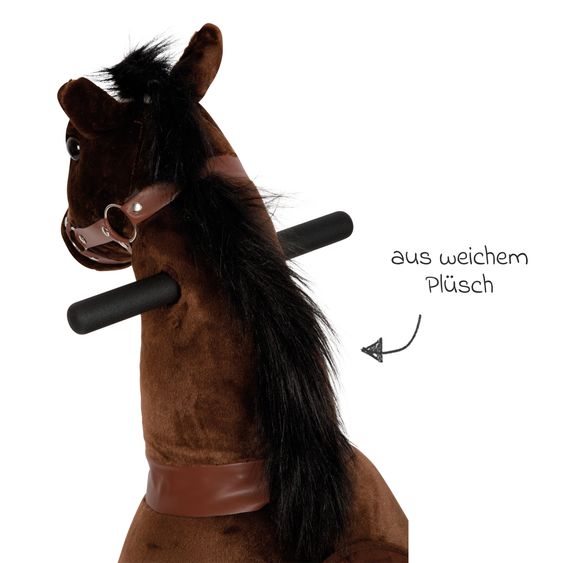 small foot Reitpferd aus Plüsch mit Inline-Skates-Rollen inkl. Sattel & Halfter - Braun