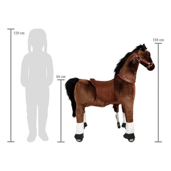 small foot Reitpferd aus Plüsch mit Inline-Skates-Rollen inkl. Sattel & Halfter - Braun