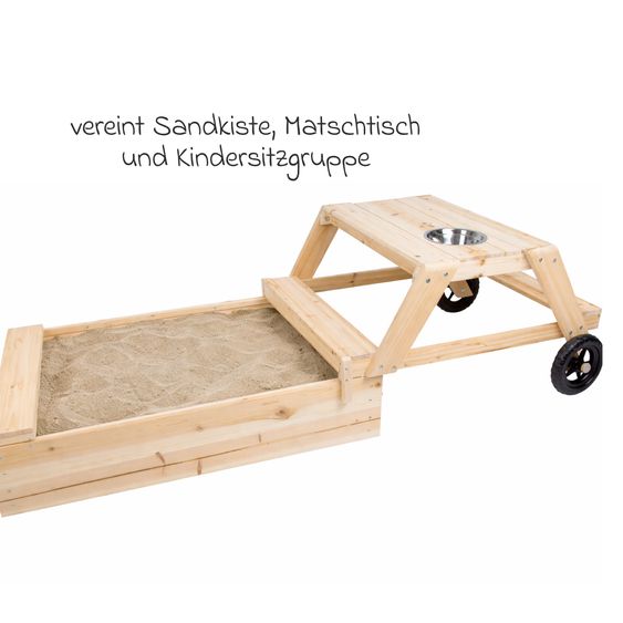 small foot Sandkasten mit Sitzgruppe und Matschtisch - Natur