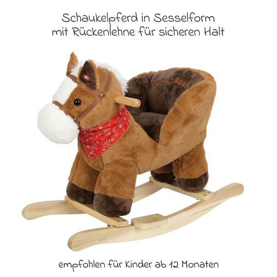 small foot Schaukelpferd mit Sitzschale und Sound - Braun