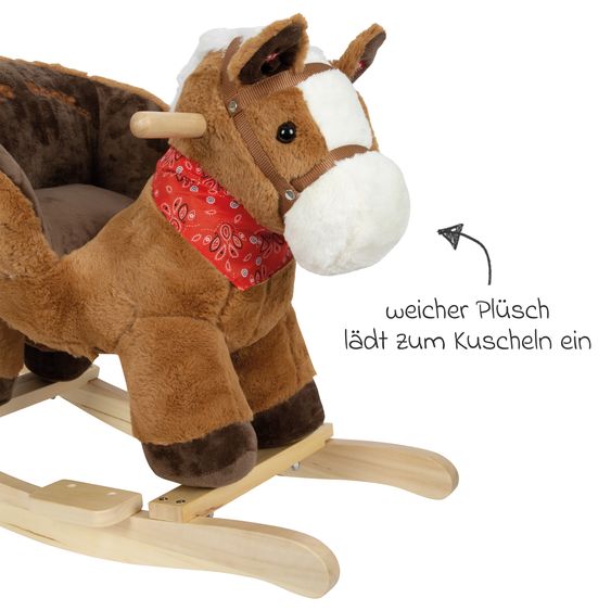 small foot Schaukelpferd mit Sitzschale und Sound - Braun