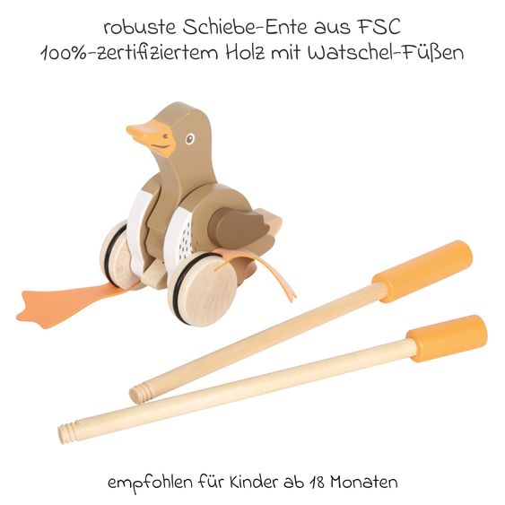 small foot Schiebetier Ente mit beweglichem Kopf - Braun