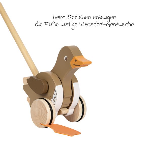 small foot Schiebetier Ente mit beweglichem Kopf - Braun