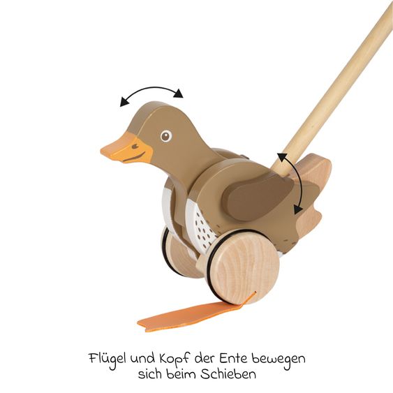 small foot Schiebetier Ente mit beweglichem Kopf - Braun