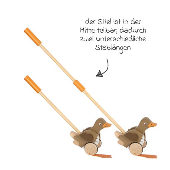 small foot Schiebetier Ente mit beweglichem Kopf - Braun