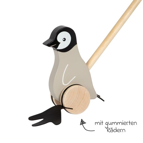 small foot Animal À Pousser Pingouin Avec Pieds Canards - Gris