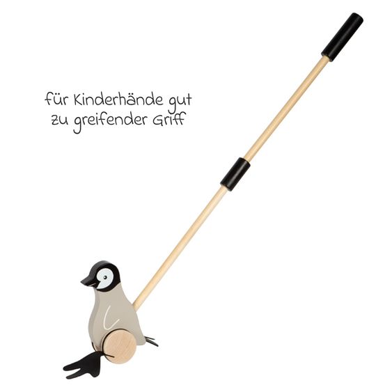 small foot Animal À Pousser Pingouin Avec Pieds Canards - Gris