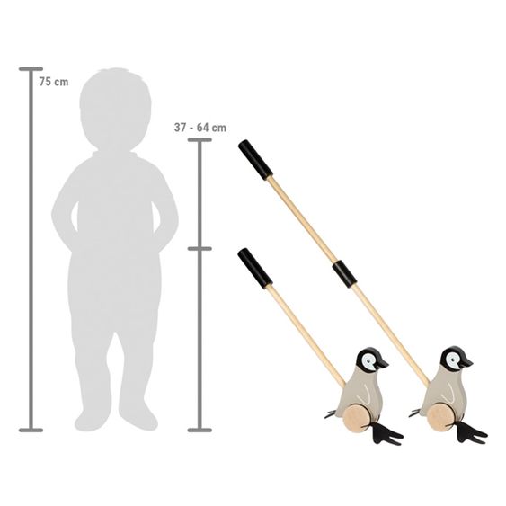 small foot Animal À Pousser Pingouin Avec Pieds Canards - Gris